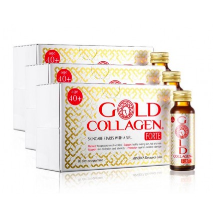 Gold Collagen® FORTE, vanusegrupile 40+,  30-päevane kuur, komplekt  (3 karpi x 10 pudelit x 50ml)